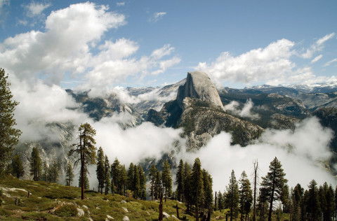 Der Half Dome ragt knapp 2.700 Meter über dem Yosemite Valley in die Höhe.